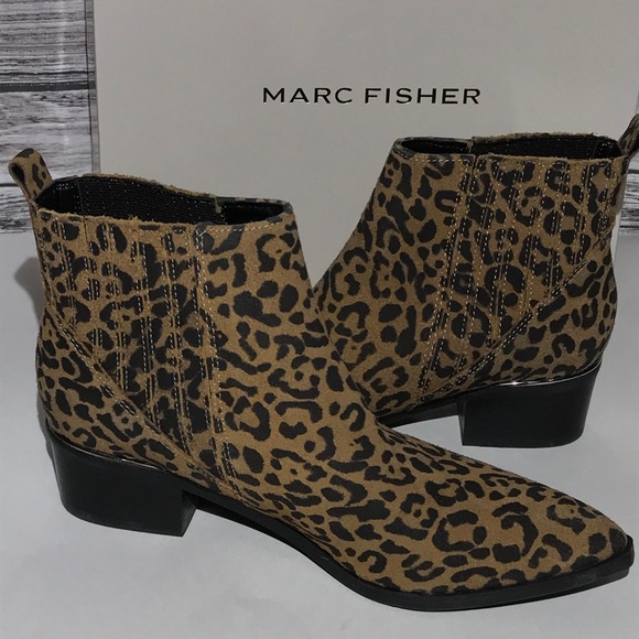 Marc Fisher Suede Leopard Chelsea Ankle Bootie - Picture 8 of 10